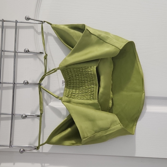 Steffa Satin Cowl Hankerchief Cami in Fern Green - Picture 2 of 5